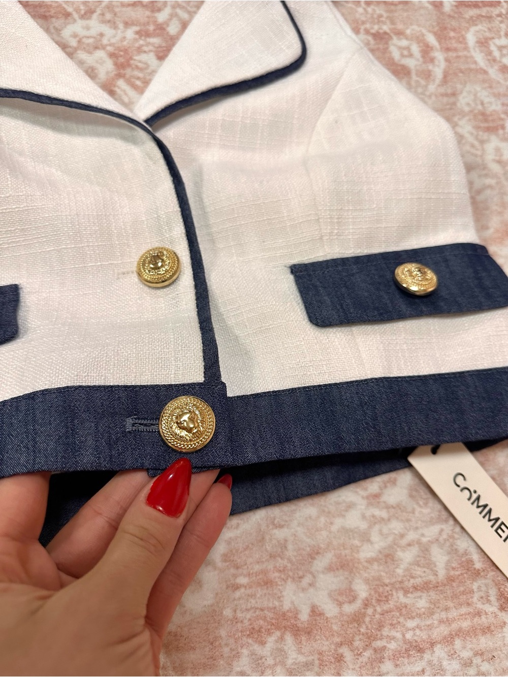 NWT ⚜️ Commense Tweed & Denim Cropped Halter Top - Picture 5 of 13